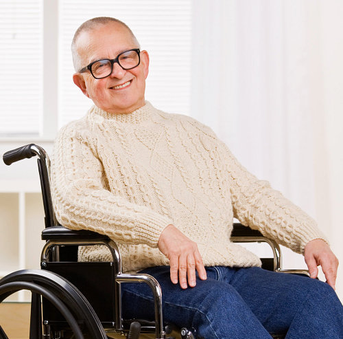 patient sitting on a wheelchair