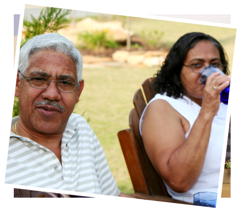 senior couple drinking glass of water